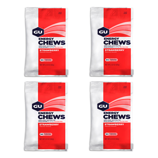 Набор конфет жевательных GU Energy Chews, клубника, 4 шт