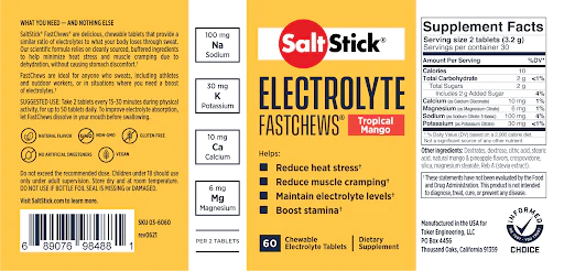 Жевательные солевые таблетки SaltStick Fastchews, манго (60 шт)